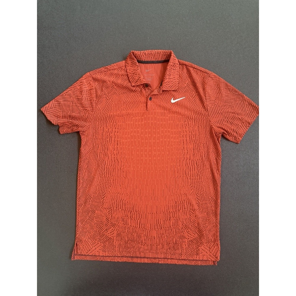 Nike Dri-FIT ADV Polo Mens M Red Orange Geometric Textured Golf FD5731-464
